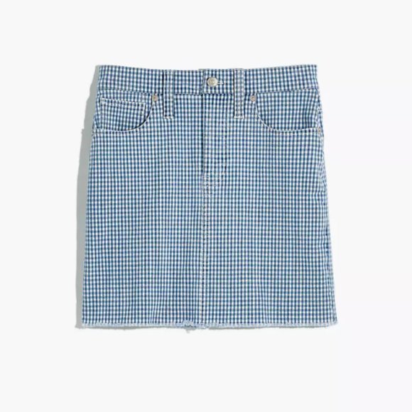 Madewell Stretch Straight Mini Skirt in Gingham: Raw-Hemmed Edition - Picture 4 of 11